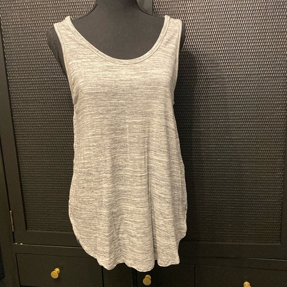 LOFT Tank Top | Flowy Space Dye Soft Knit | Gray Sleeveless Tunic Length Size M - Picture 2 of 7
